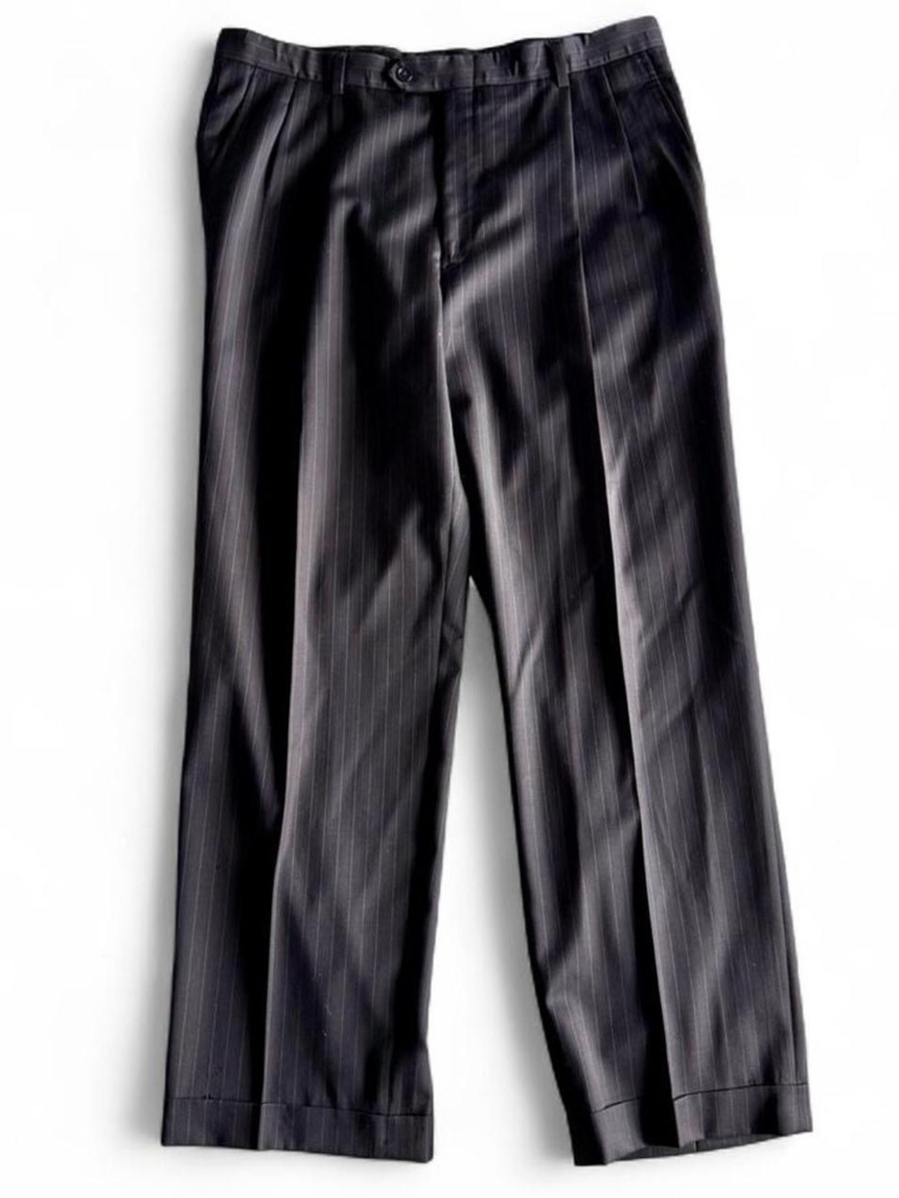 Hart Schaffner Marx black pinstripe trousers - old money retro slacks